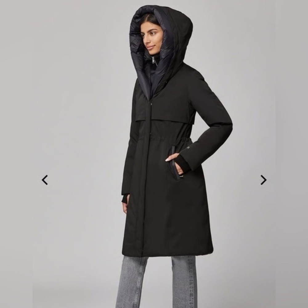 Soia & Kyo Samara Down Coat Cedar Green Hooded Parka Midi Small